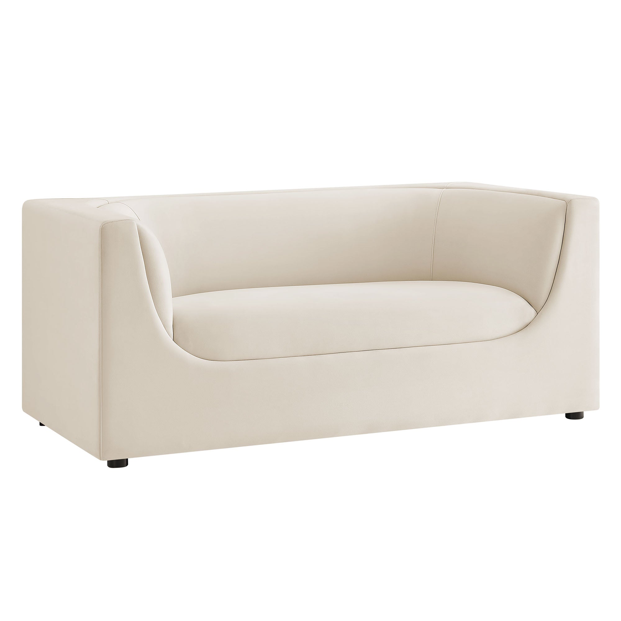Hilda 67" Curved Back Performance Velvet Loveseat - Alabaster