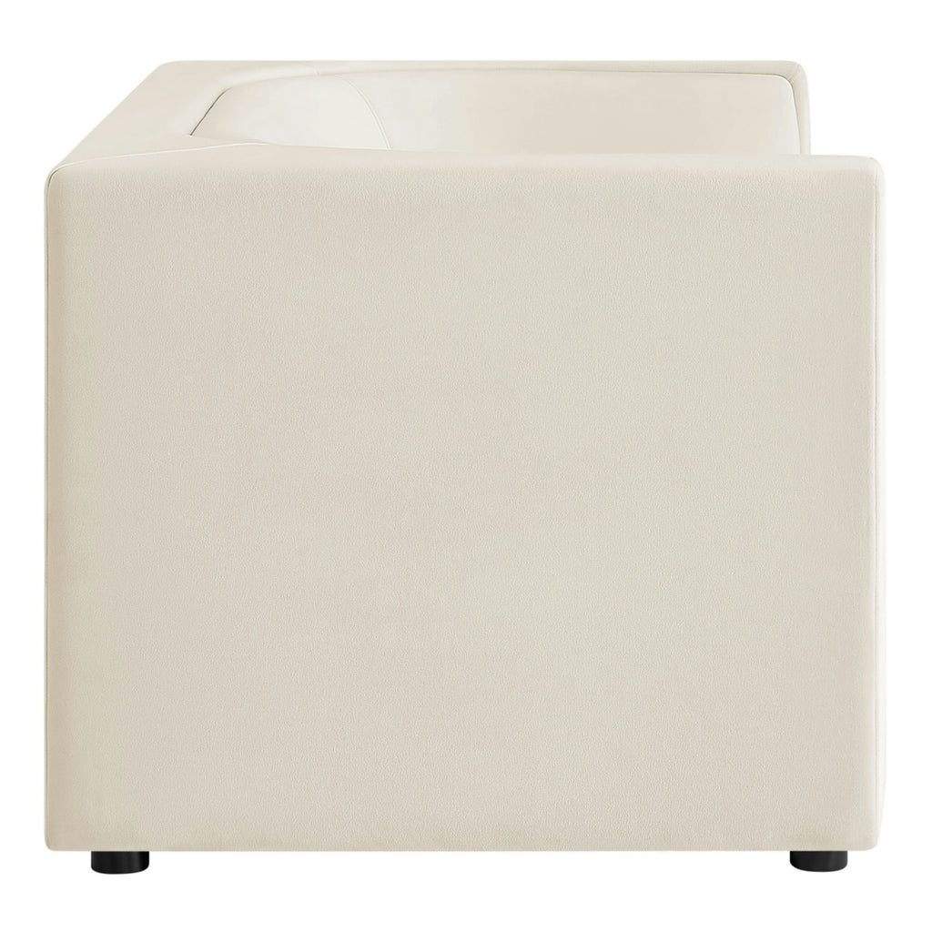 Hilda 67" Curved Back Performance Velvet Loveseat - Alabaster