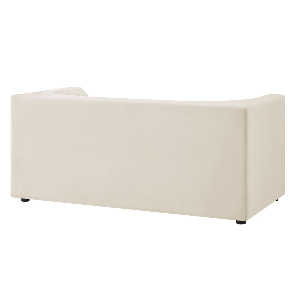 Hilda 67" Curved Back Performance Velvet Loveseat - Alabaster