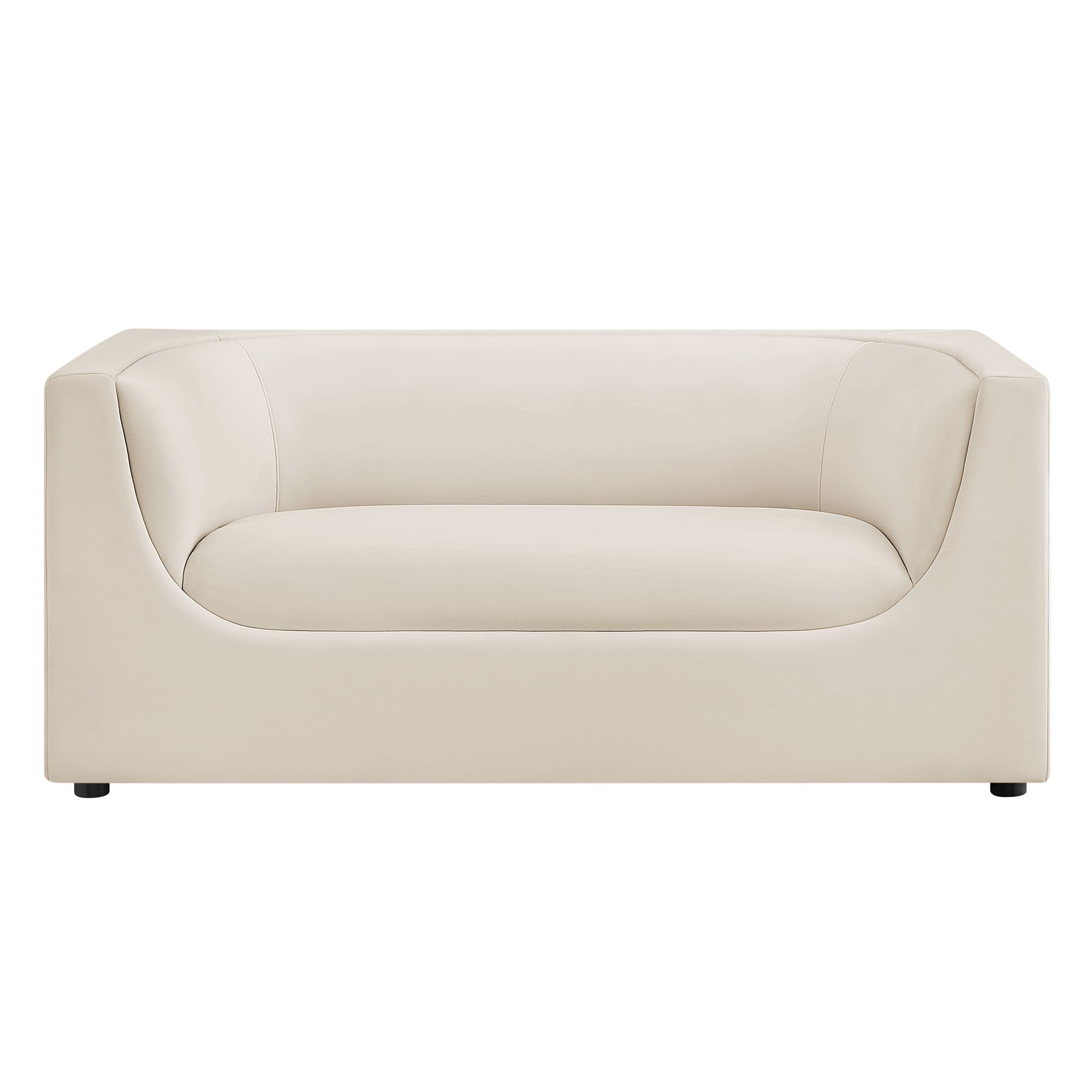 Hilda 67" Curved Back Performance Velvet Loveseat - Alabaster