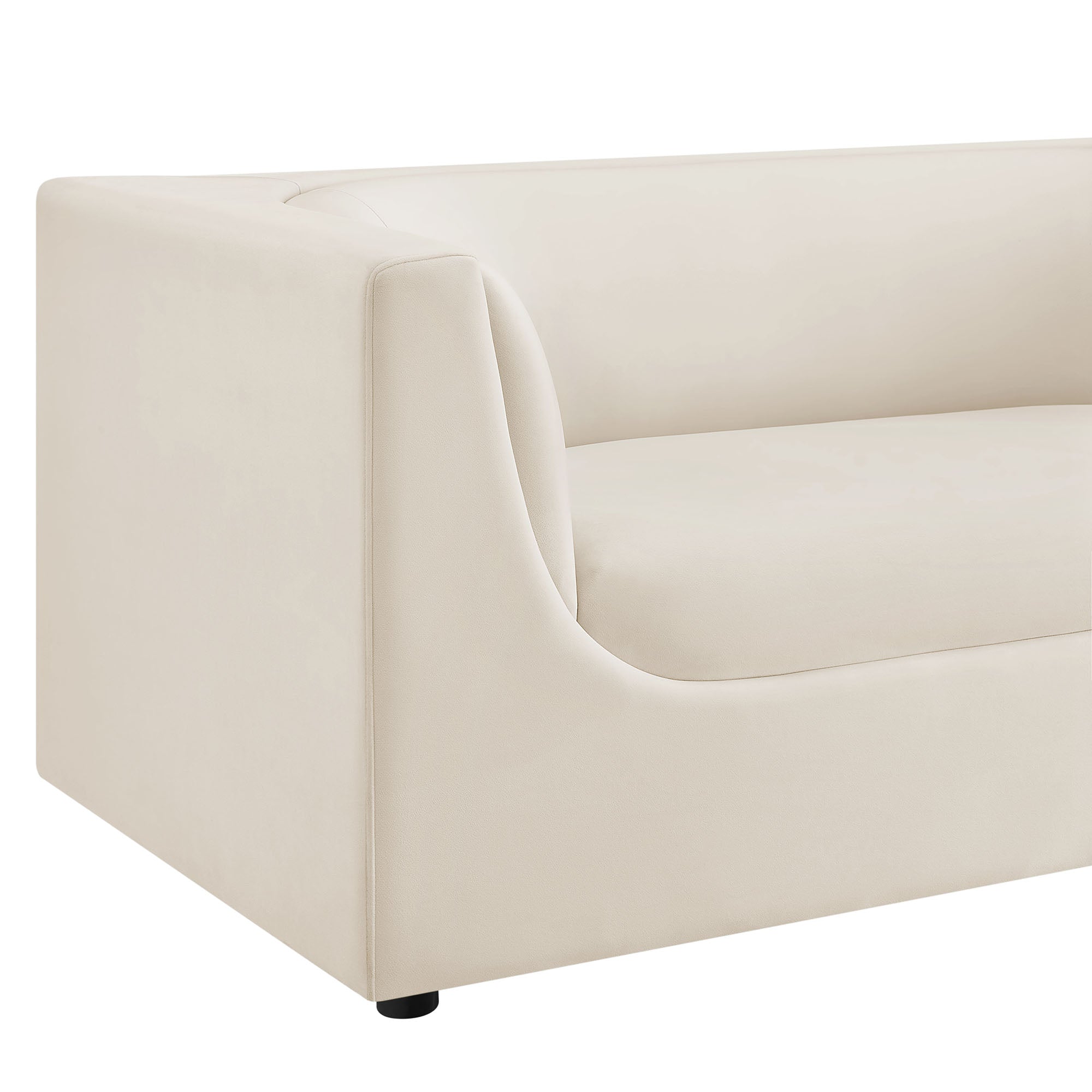 Hilda 67" Curved Back Performance Velvet Loveseat - Alabaster
