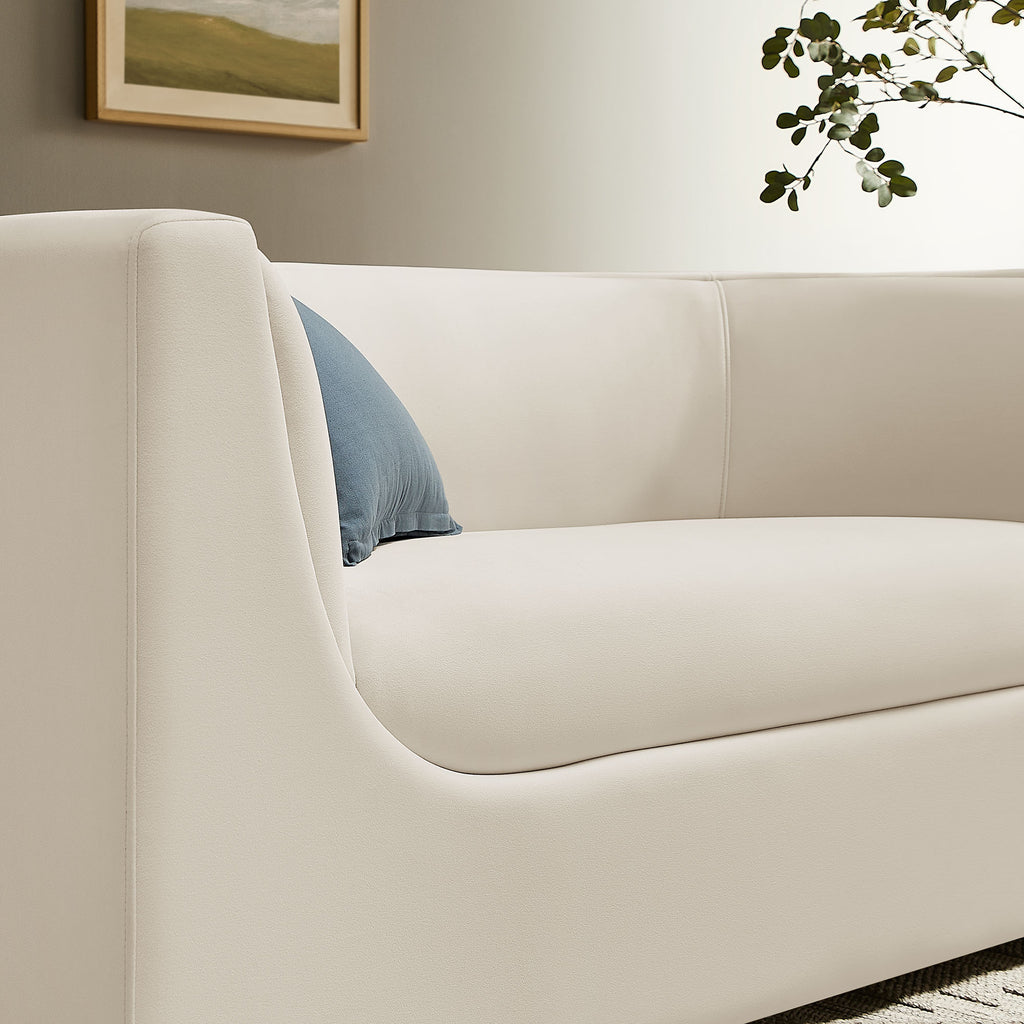 Hilda 67" Curved Back Performance Velvet Loveseat - Alabaster