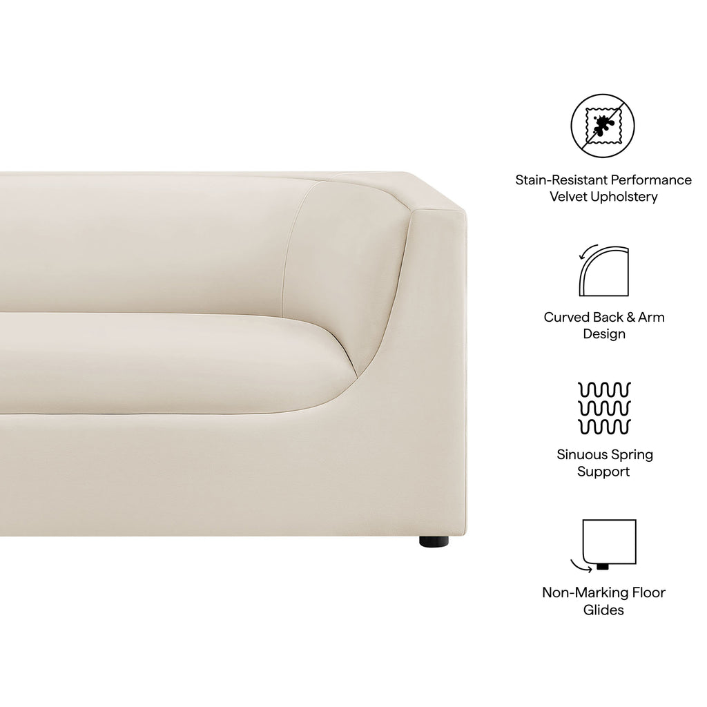 Hilda 67" Curved Back Performance Velvet Loveseat - Alabaster