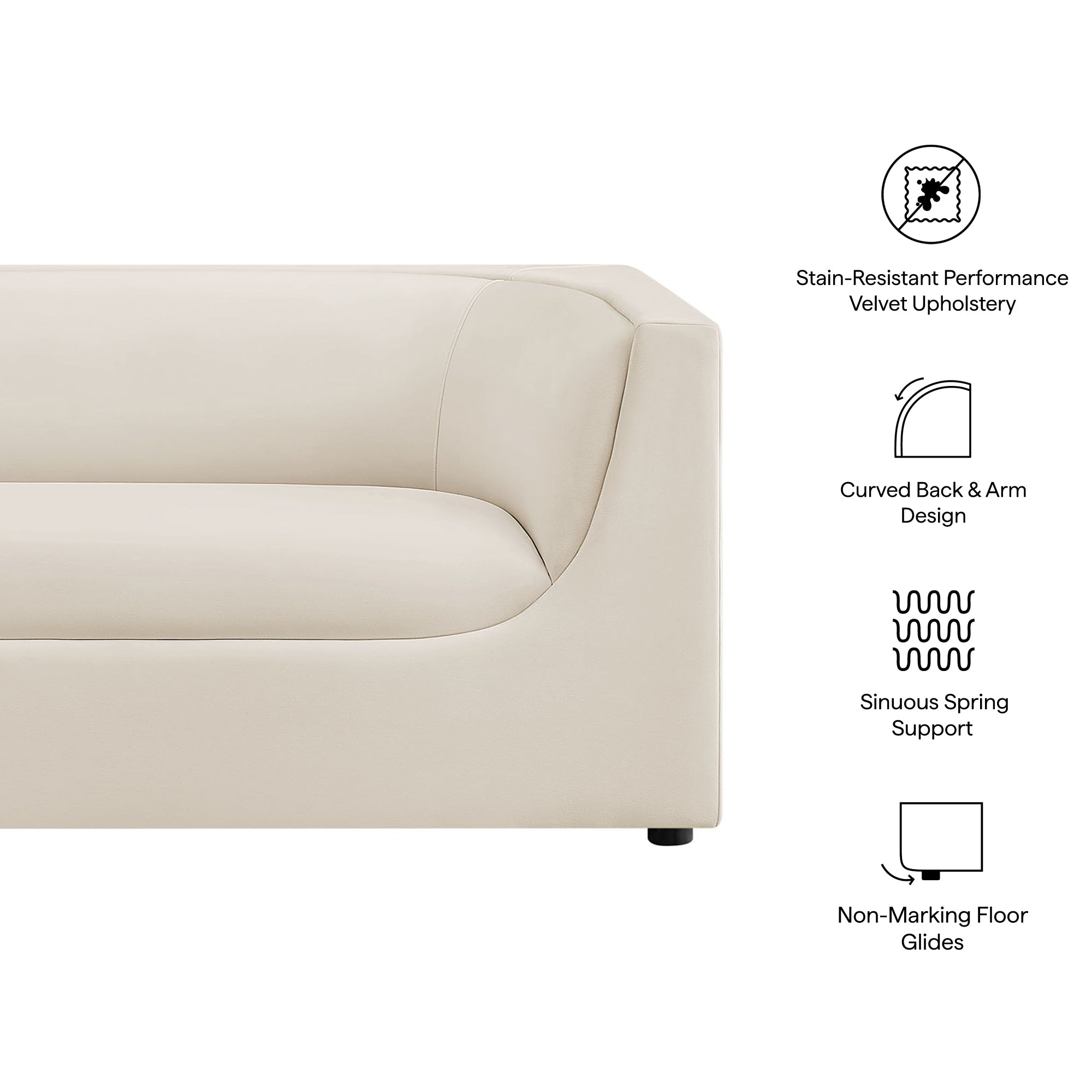 Hilda 67" Curved Back Performance Velvet Loveseat - Alabaster
