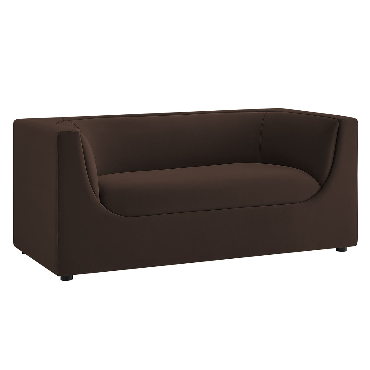 Hilda 67" Curved Back Performance Velvet Loveseat - Chocolate Brown