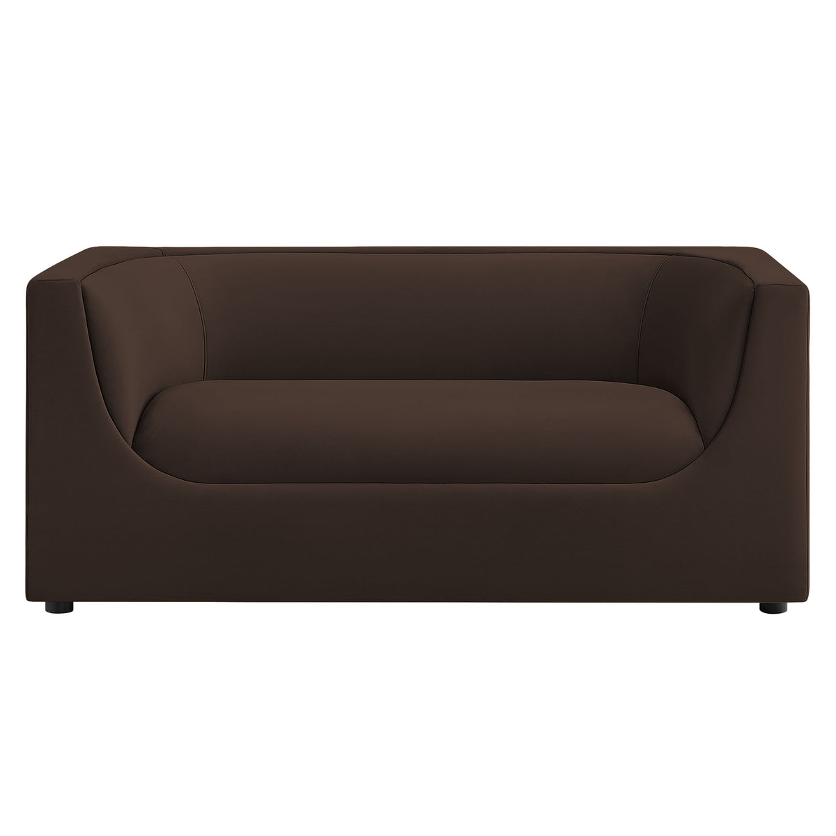 Hilda 67" Curved Back Performance Velvet Loveseat - Chocolate Brown