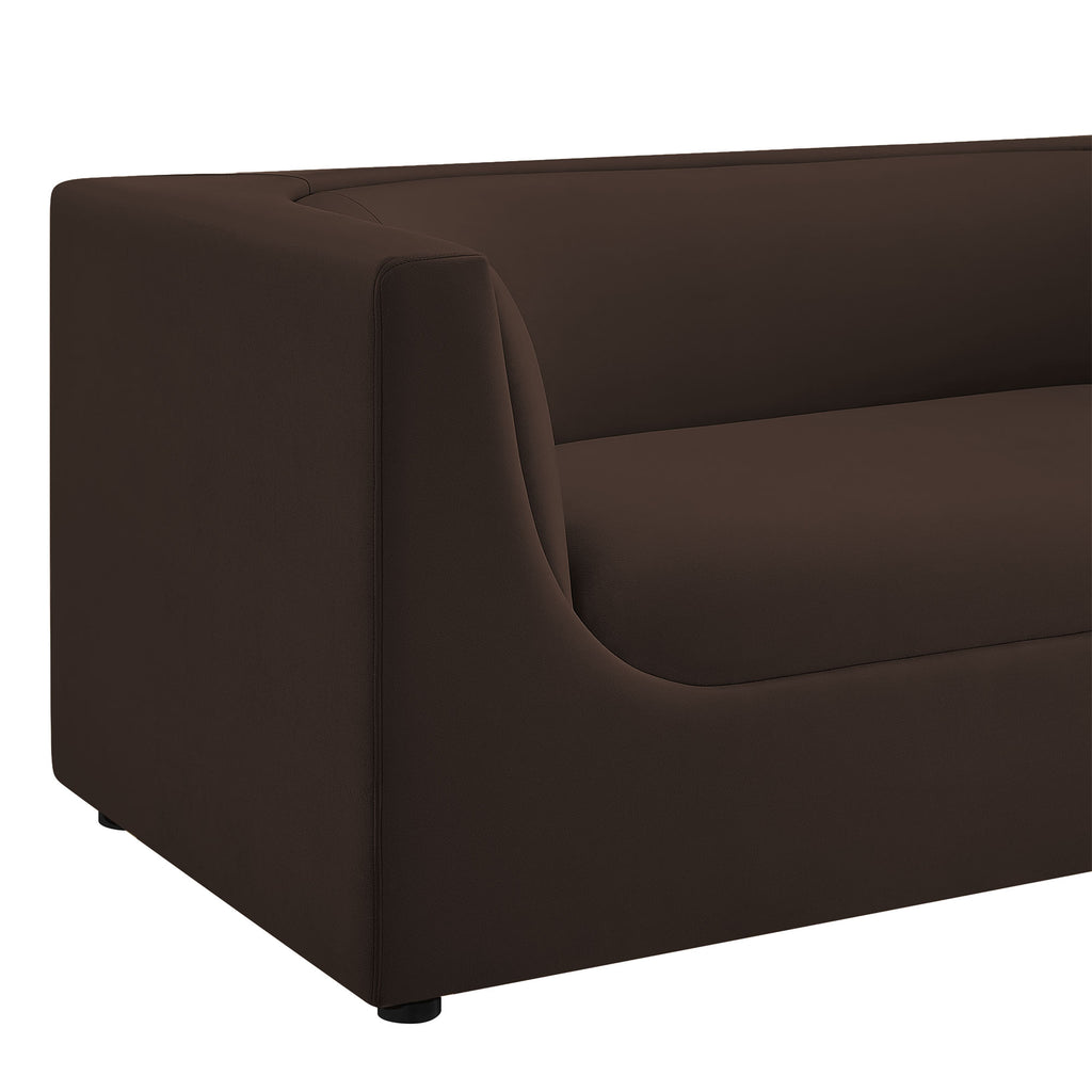 Hilda 67" Curved Back Performance Velvet Loveseat - Chocolate Brown