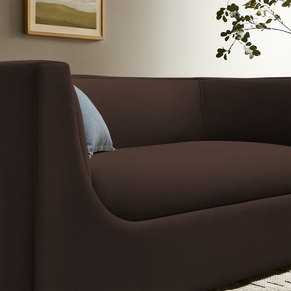 Hilda 67" Curved Back Performance Velvet Loveseat - Chocolate Brown