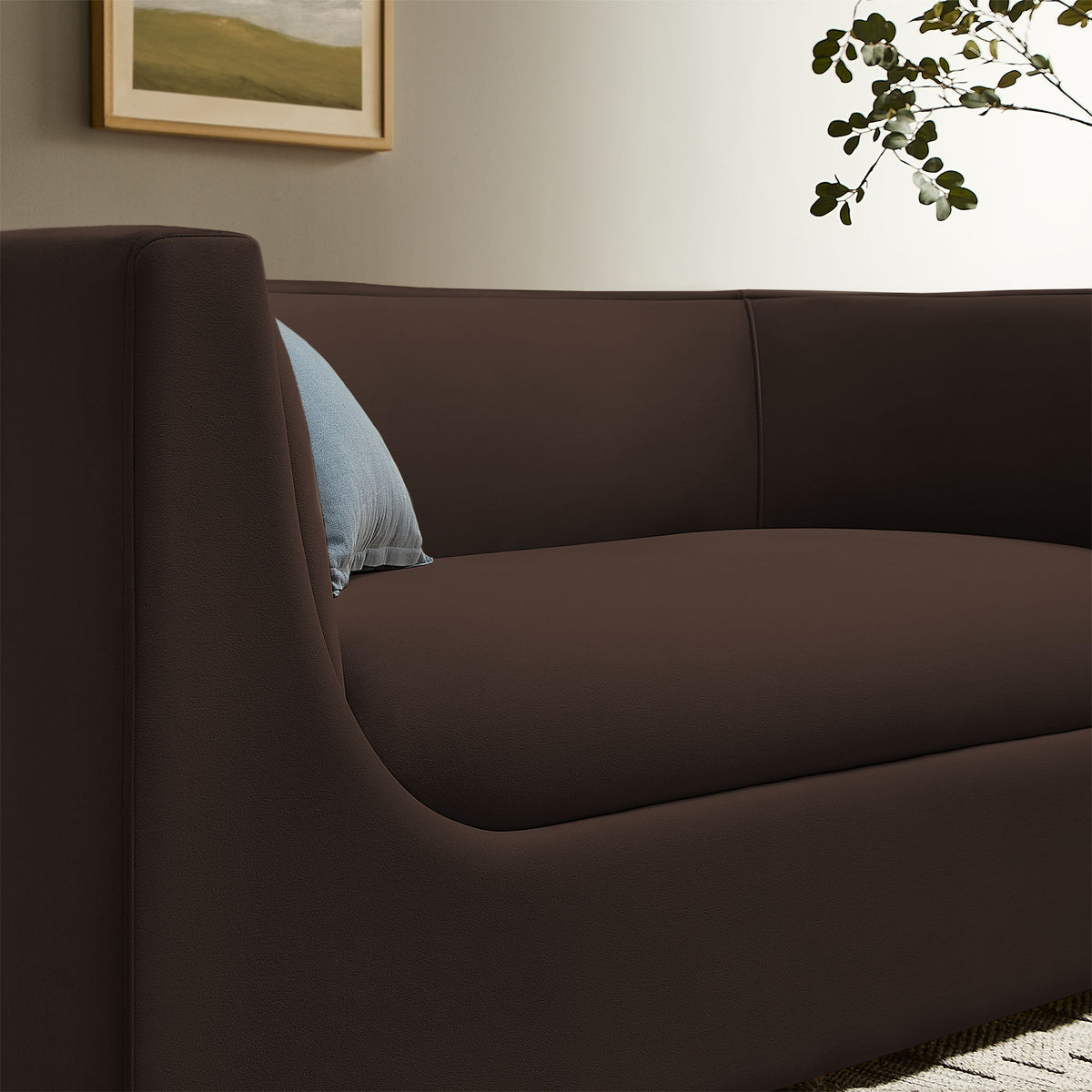 Hilda 67" Curved Back Performance Velvet Loveseat - Chocolate Brown