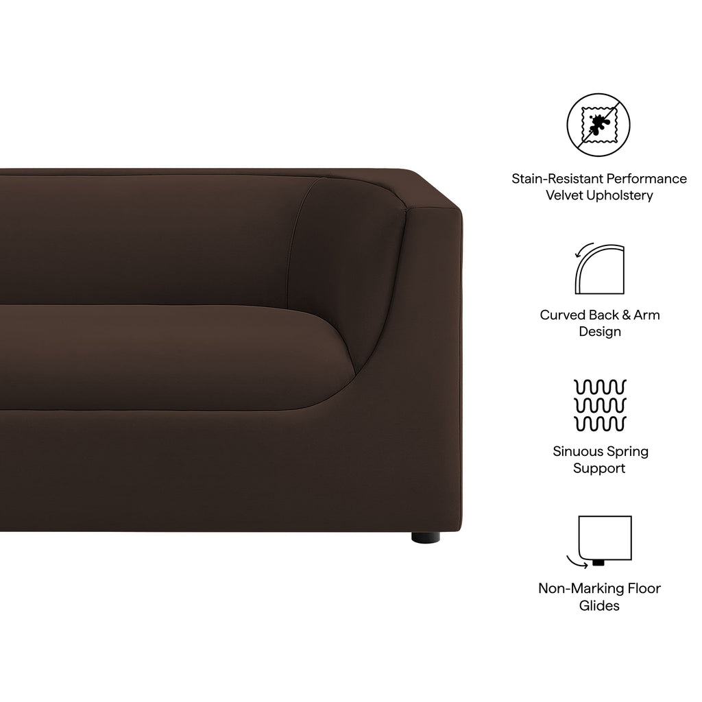 Hilda 67" Curved Back Performance Velvet Loveseat - Chocolate Brown