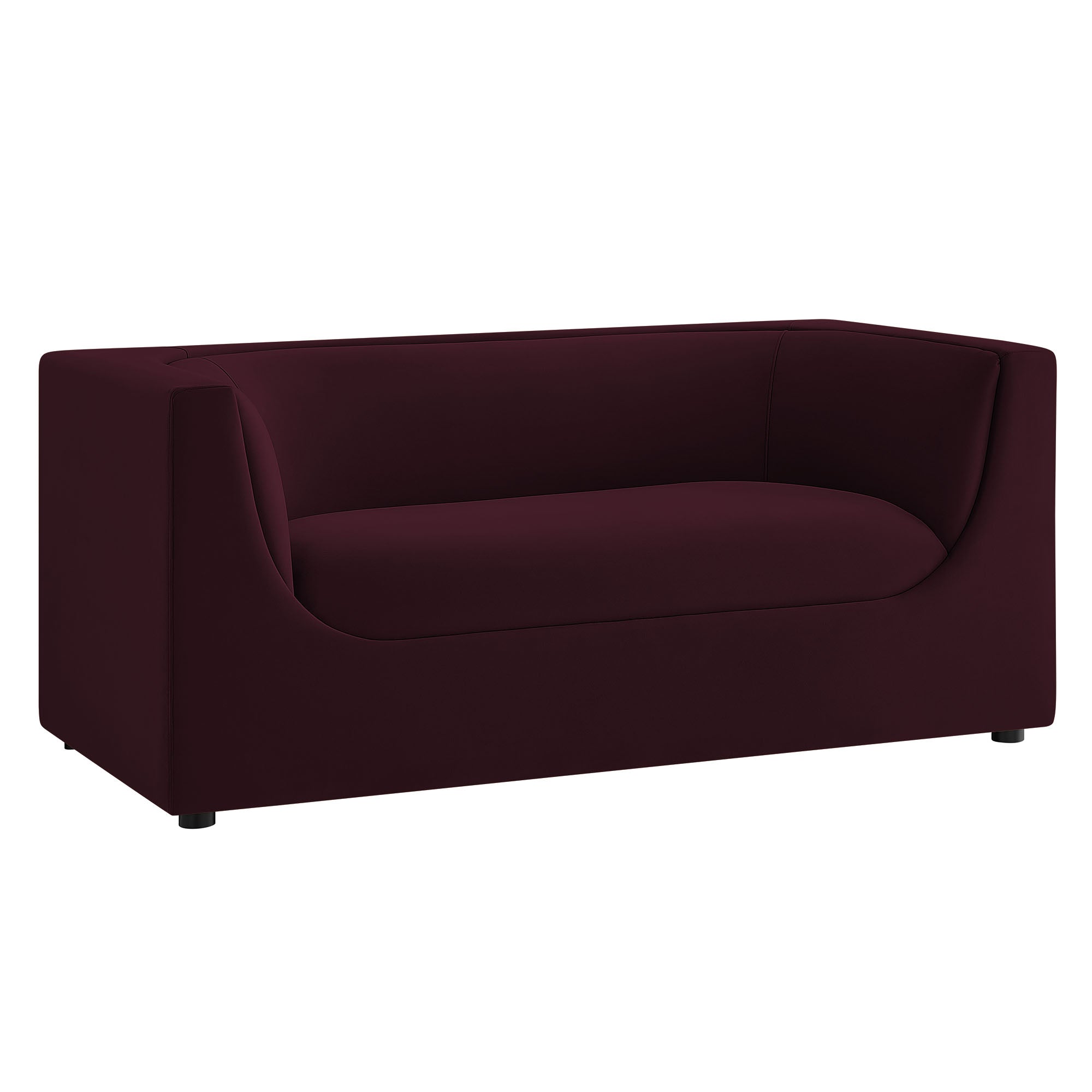 Hilda 67" Curved Back Performance Velvet Loveseat - Mulberry
