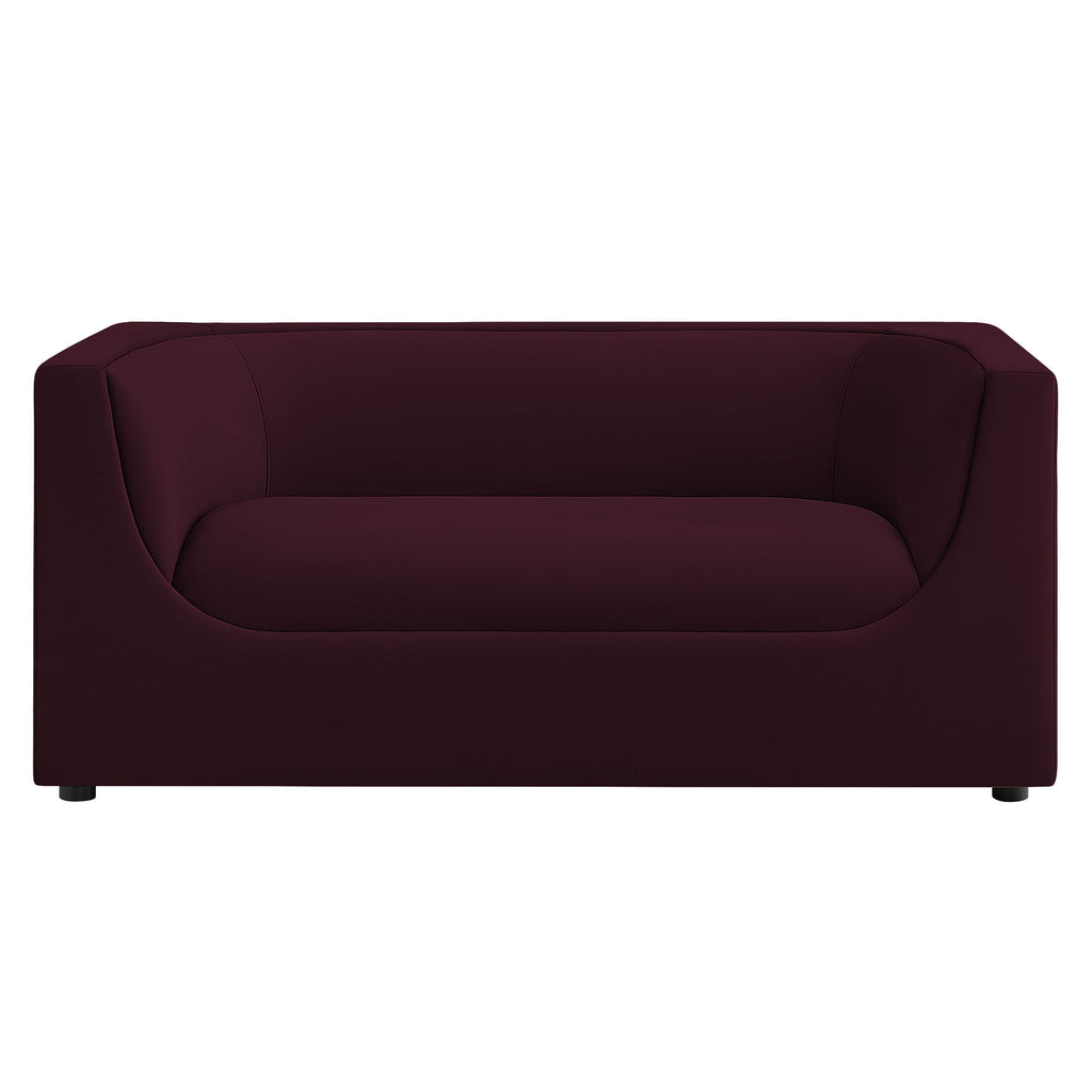 Hilda 67" Curved Back Performance Velvet Loveseat - Mulberry