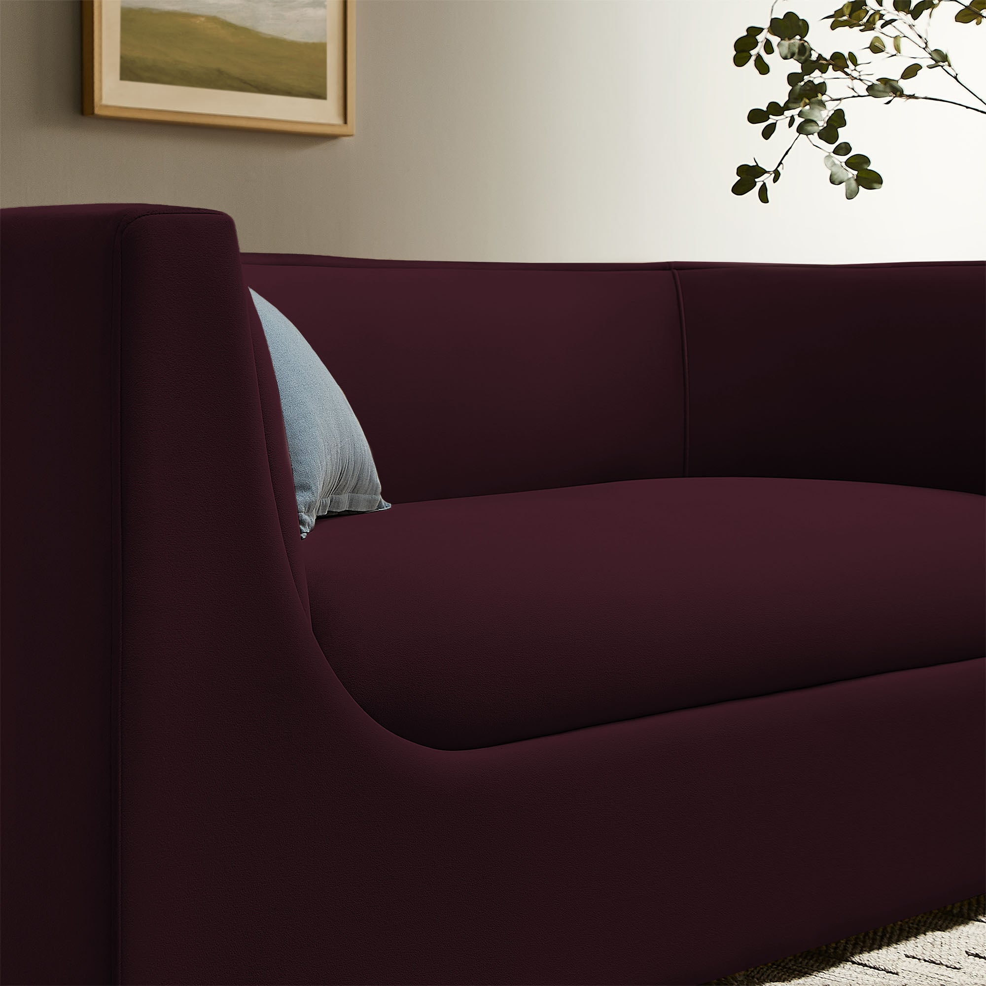 Hilda 67" Curved Back Performance Velvet Loveseat - Mulberry