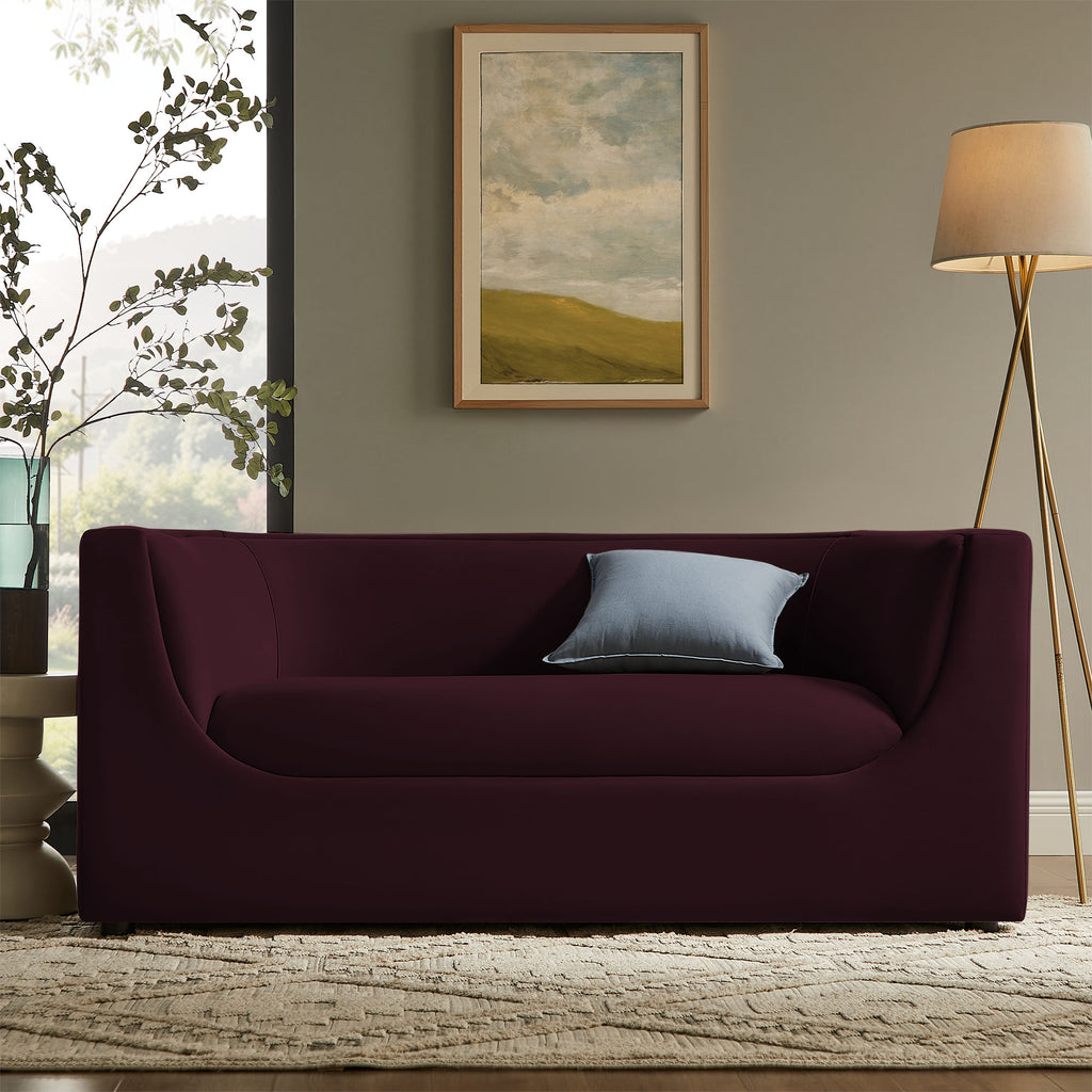Hilda 67" Curved Back Performance Velvet Loveseat - Mulberry