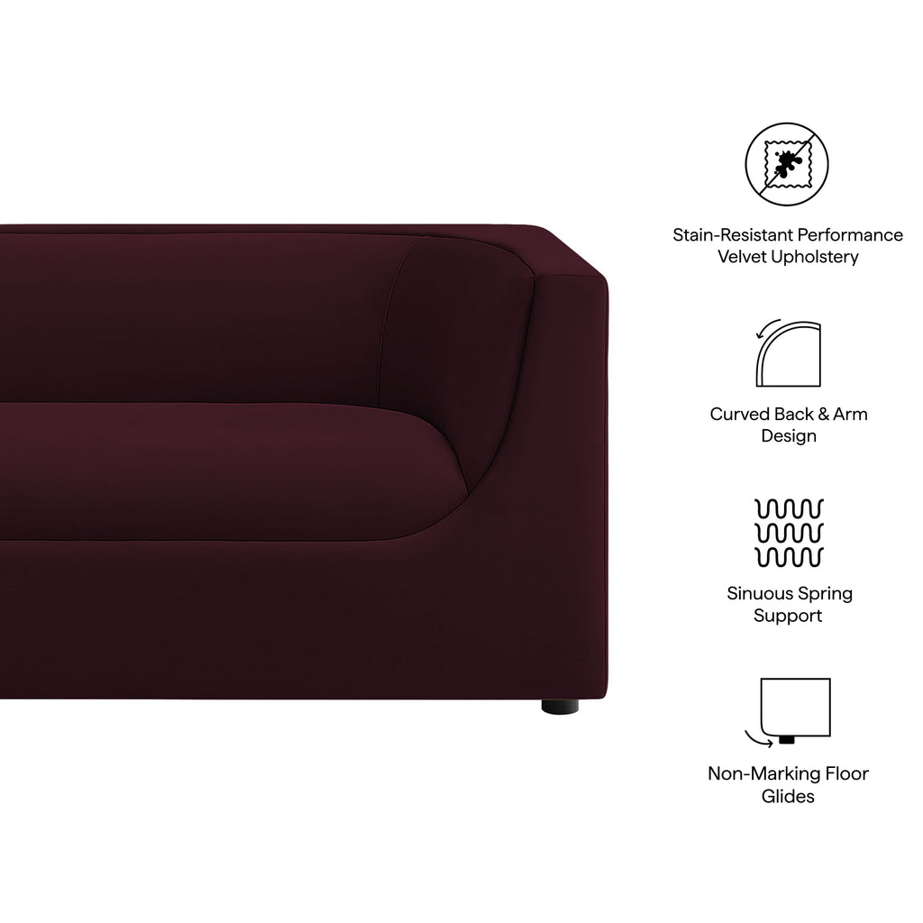 Hilda 67" Curved Back Performance Velvet Loveseat - Mulberry