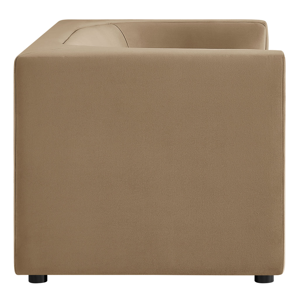 Hilda 67" Curved Back Performance Velvet Loveseat - Taupe