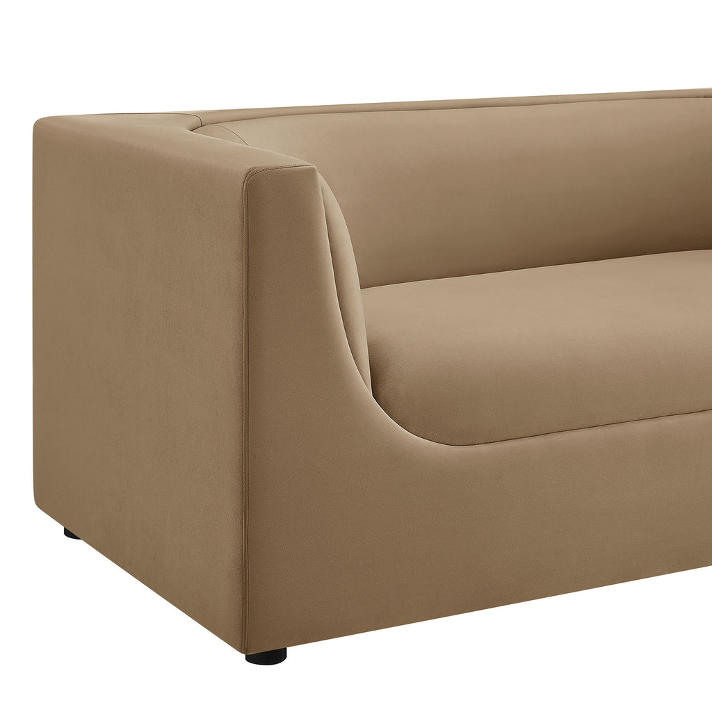 Hilda 67" Curved Back Performance Velvet Loveseat - Taupe