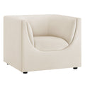 Hilda Curved Back Performance Velvet Armchair - Alabaster