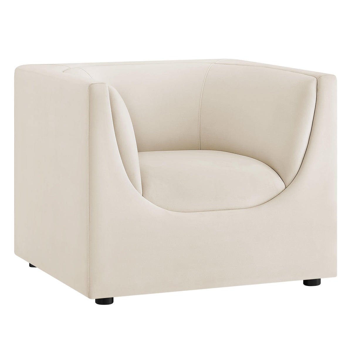 Hilda Curved Back Performance Velvet Armchair - Alabaster