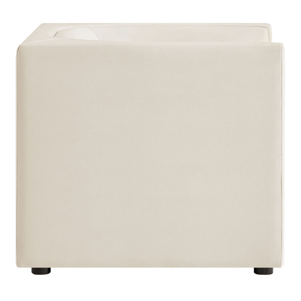 Hilda Curved Back Performance Velvet Armchair - Alabaster