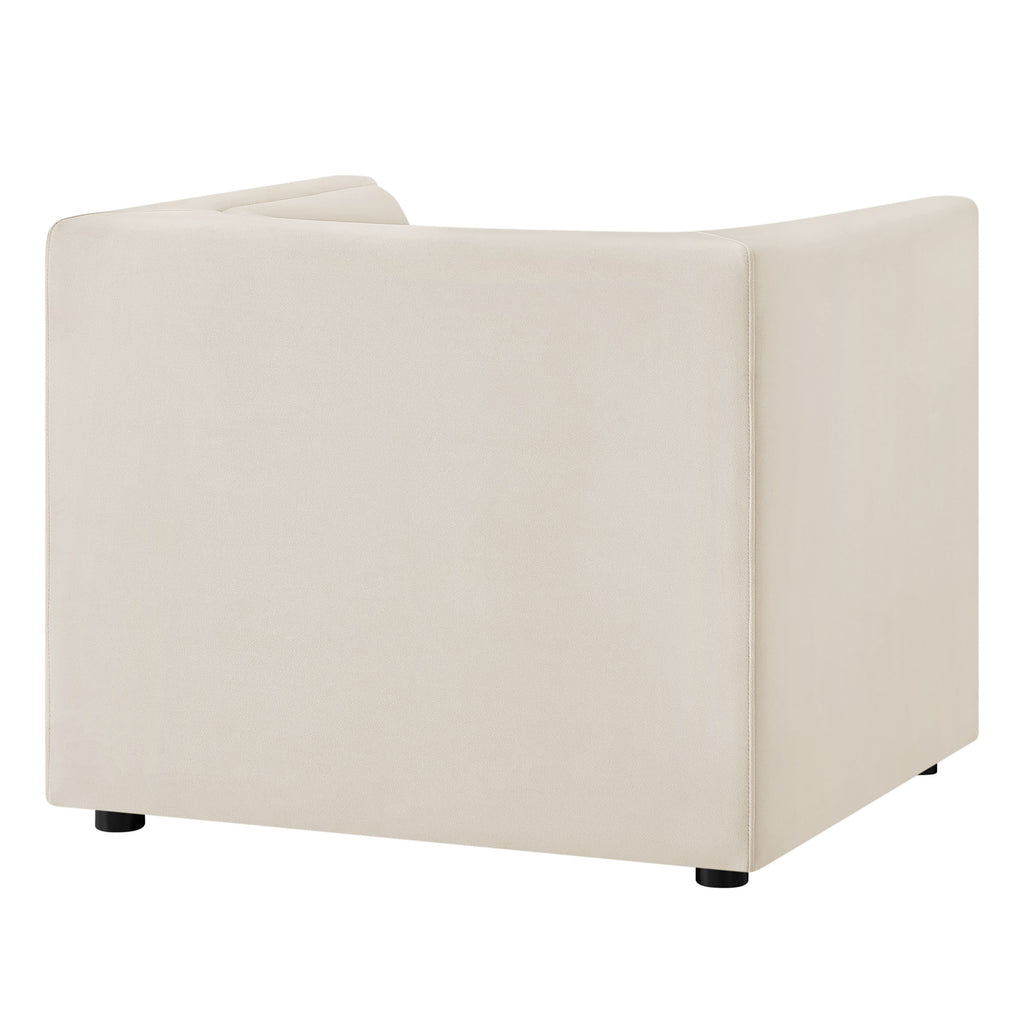 Hilda Curved Back Performance Velvet Armchair - Alabaster