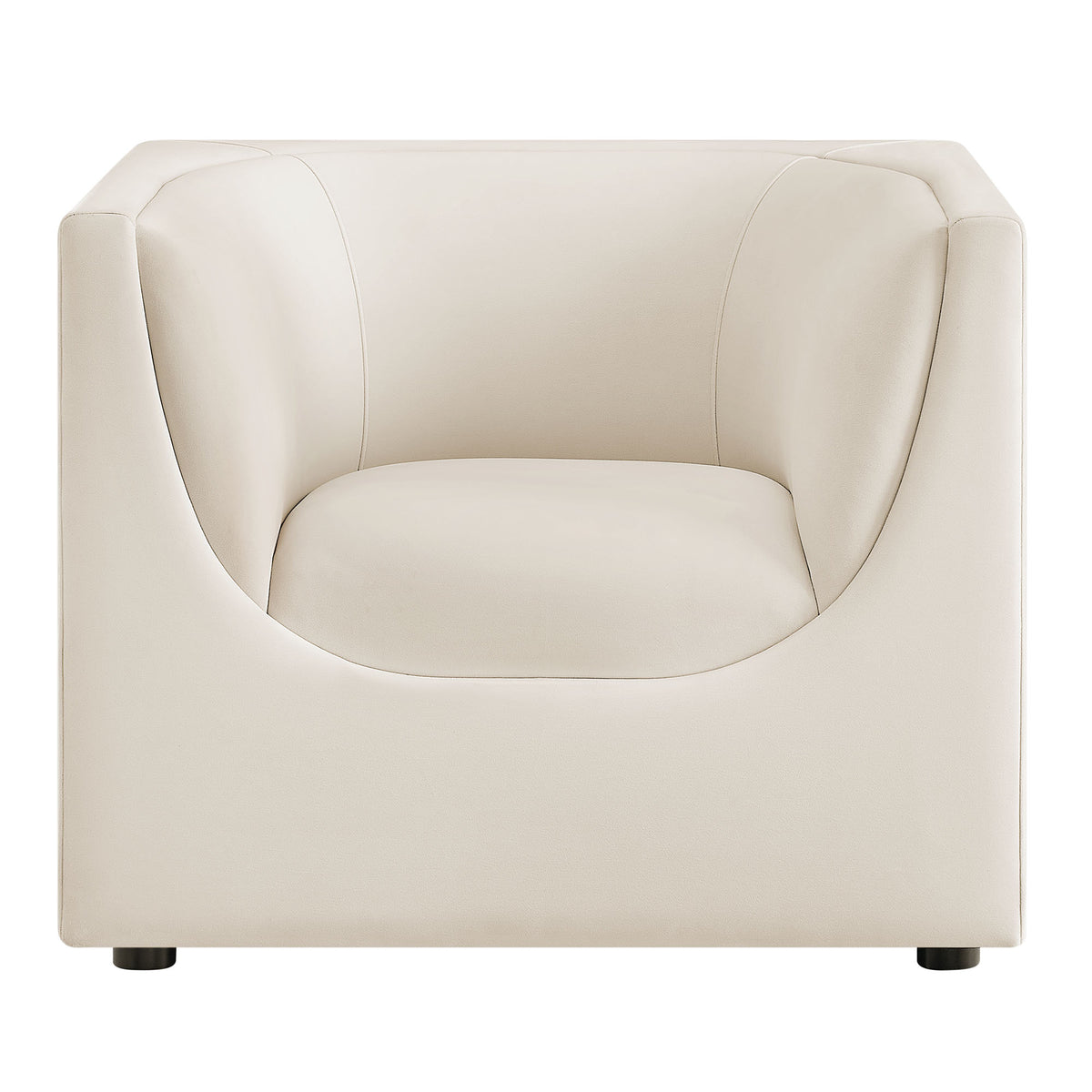 Hilda Curved Back Performance Velvet Armchair - Alabaster