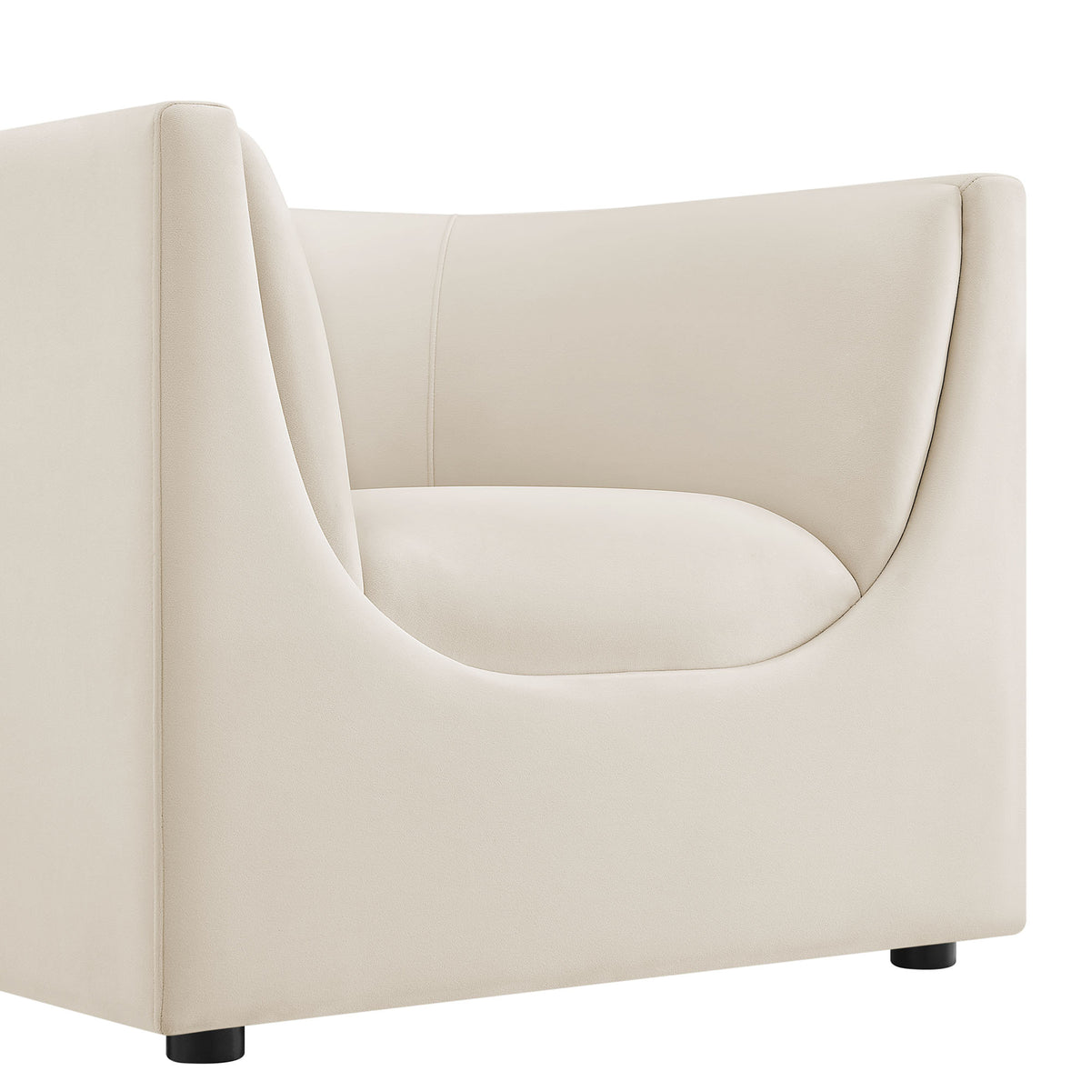 Hilda Curved Back Performance Velvet Armchair - Alabaster