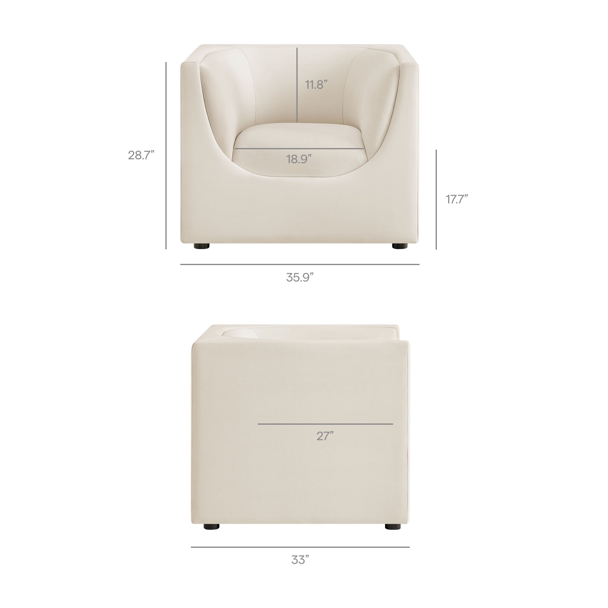 Hilda Curved Back Performance Velvet Armchair - Alabaster