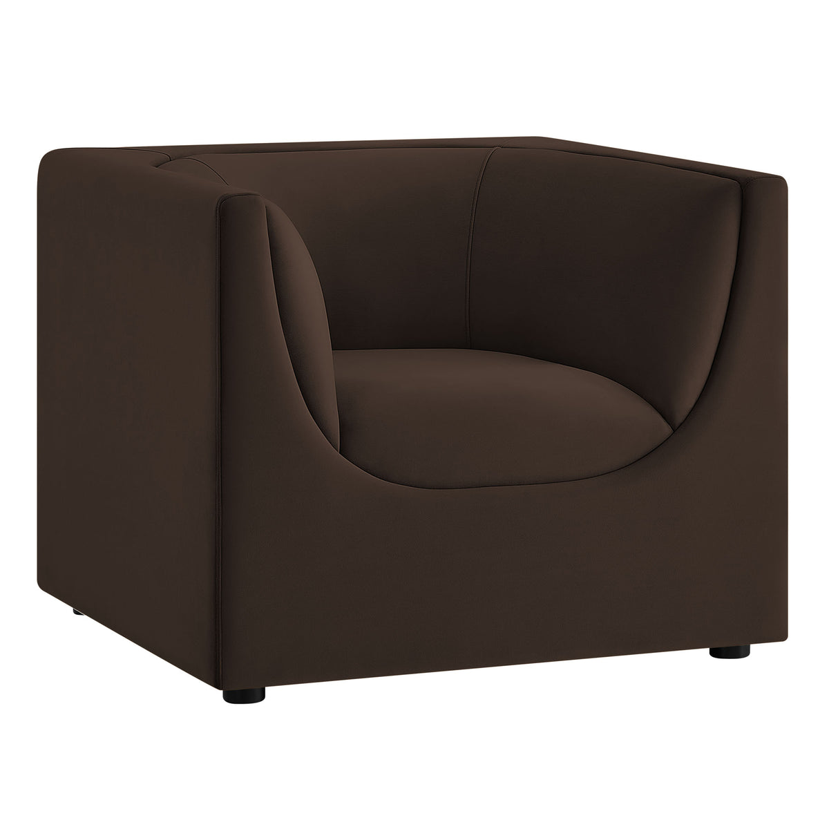 Hilda Curved Back Performance Velvet Armchair - Chocolate Brown