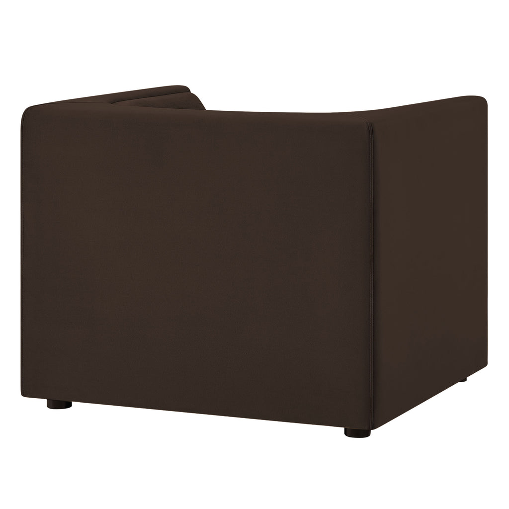 Hilda Curved Back Performance Velvet Armchair - Chocolate Brown
