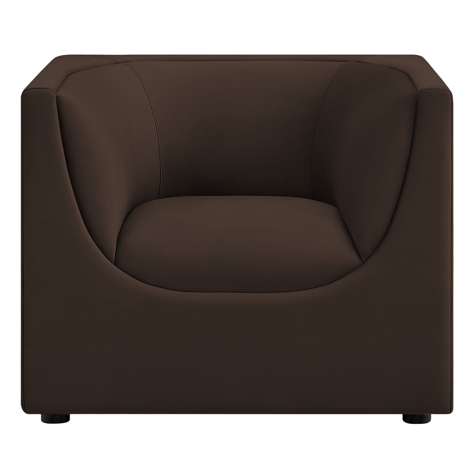 Hilda Curved Back Performance Velvet Armchair - Chocolate Brown