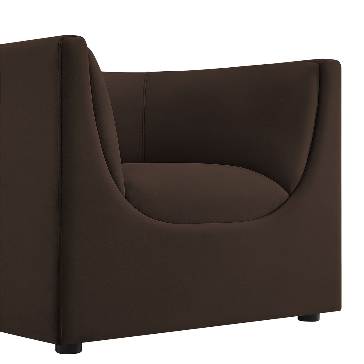 Hilda Curved Back Performance Velvet Armchair - Chocolate Brown