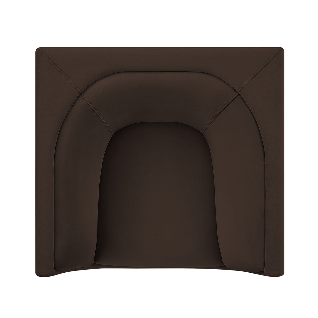 Hilda Curved Back Performance Velvet Armchair - Chocolate Brown