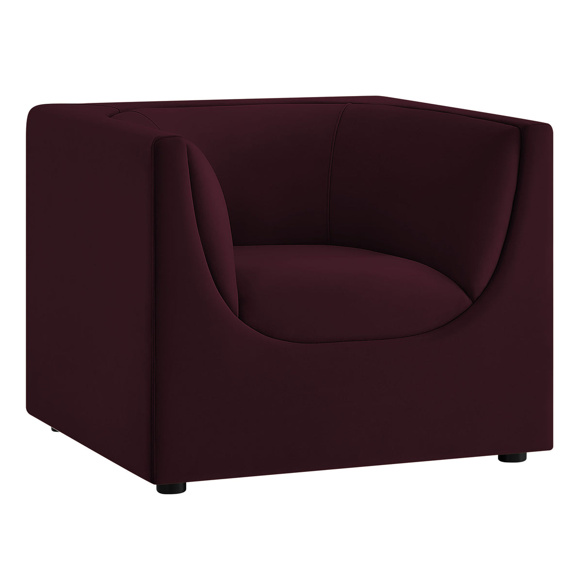 Hilda Curved Back Performance Velvet Armchair - Mulberry