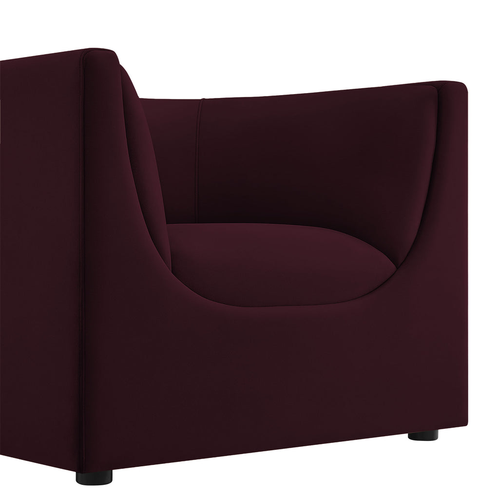 Hilda Curved Back Performance Velvet Armchair - Mulberry