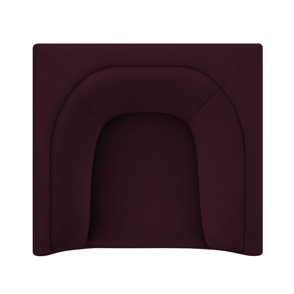 Hilda Curved Back Performance Velvet Armchair - Mulberry