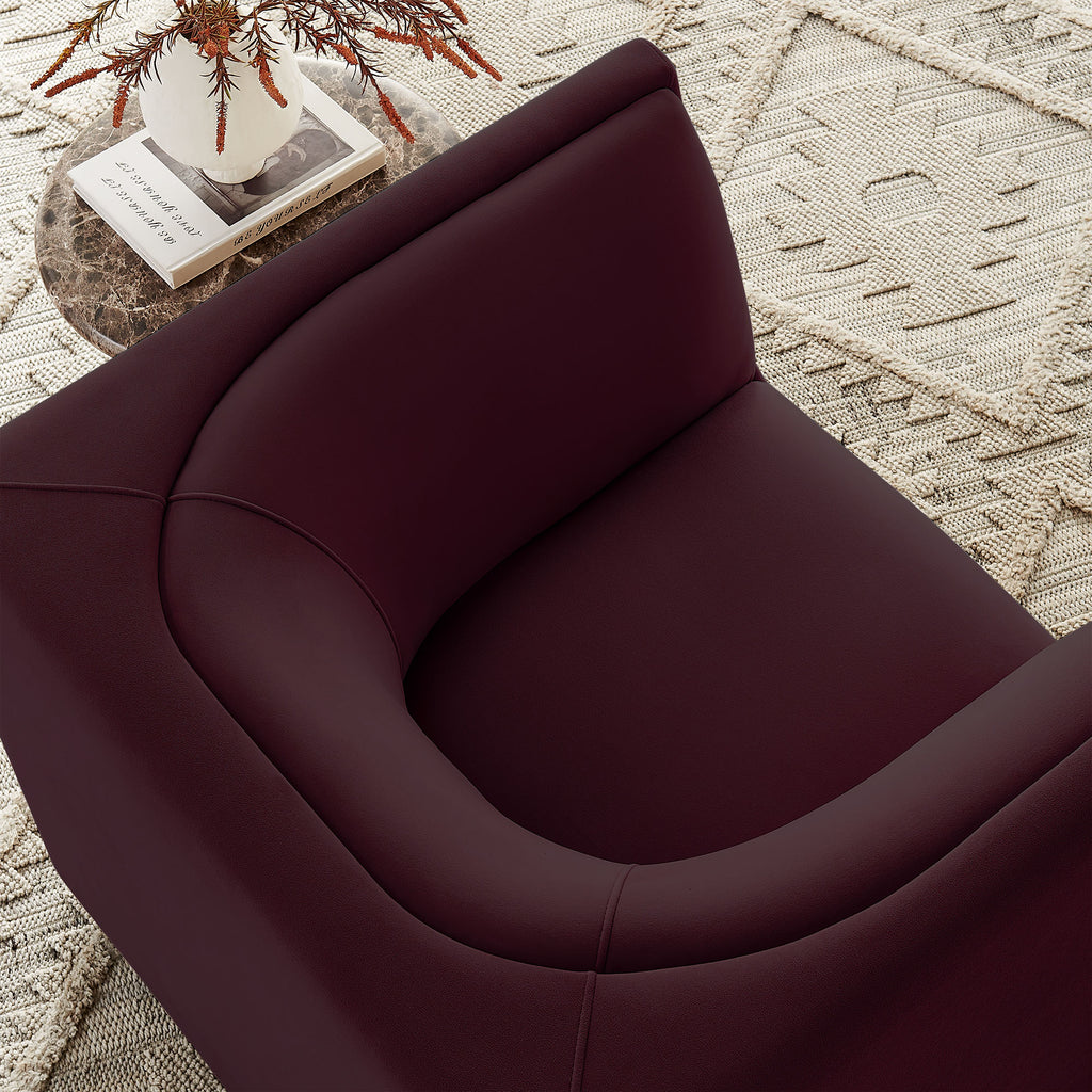 Hilda Curved Back Performance Velvet Armchair - Mulberry