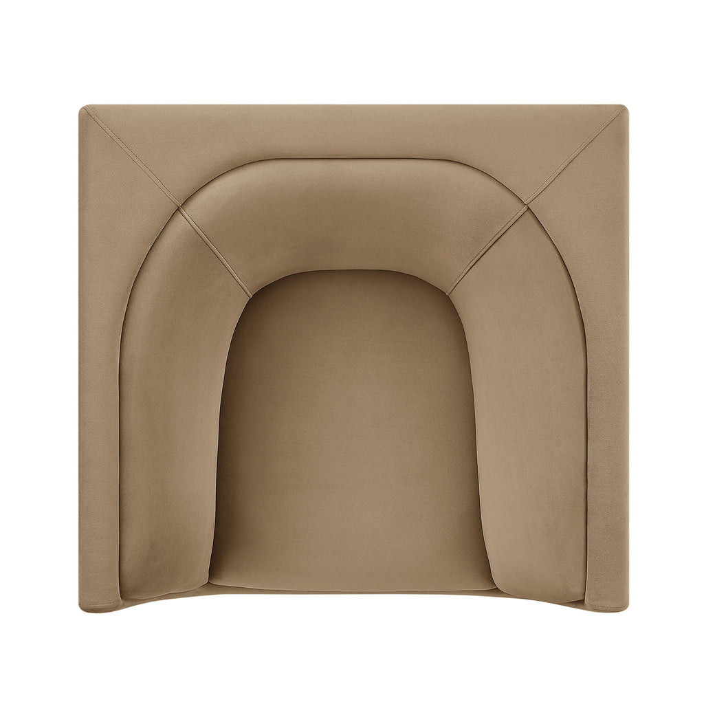 Hilda Curved Back Performance Velvet Armchair - Taupe