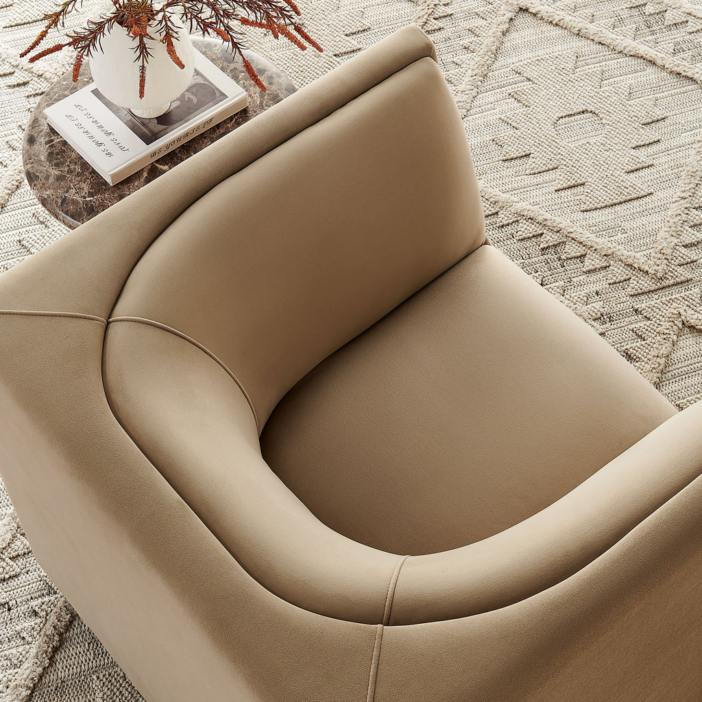 Hilda Curved Back Performance Velvet Armchair - Taupe