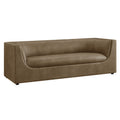 Hilda 86" Curved Back Vegan Leather Sofa - Mushroom