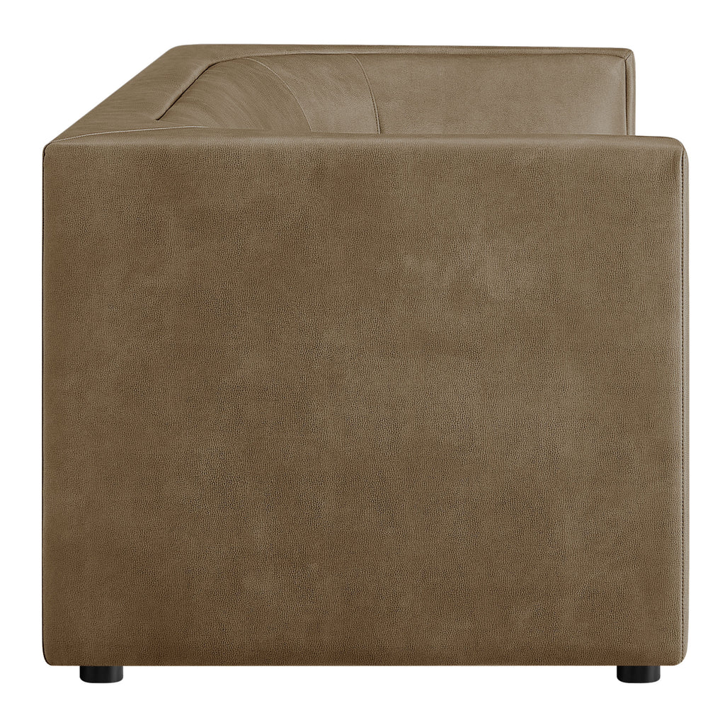 Hilda 86" Curved Back Vegan Leather Sofa - Mushroom