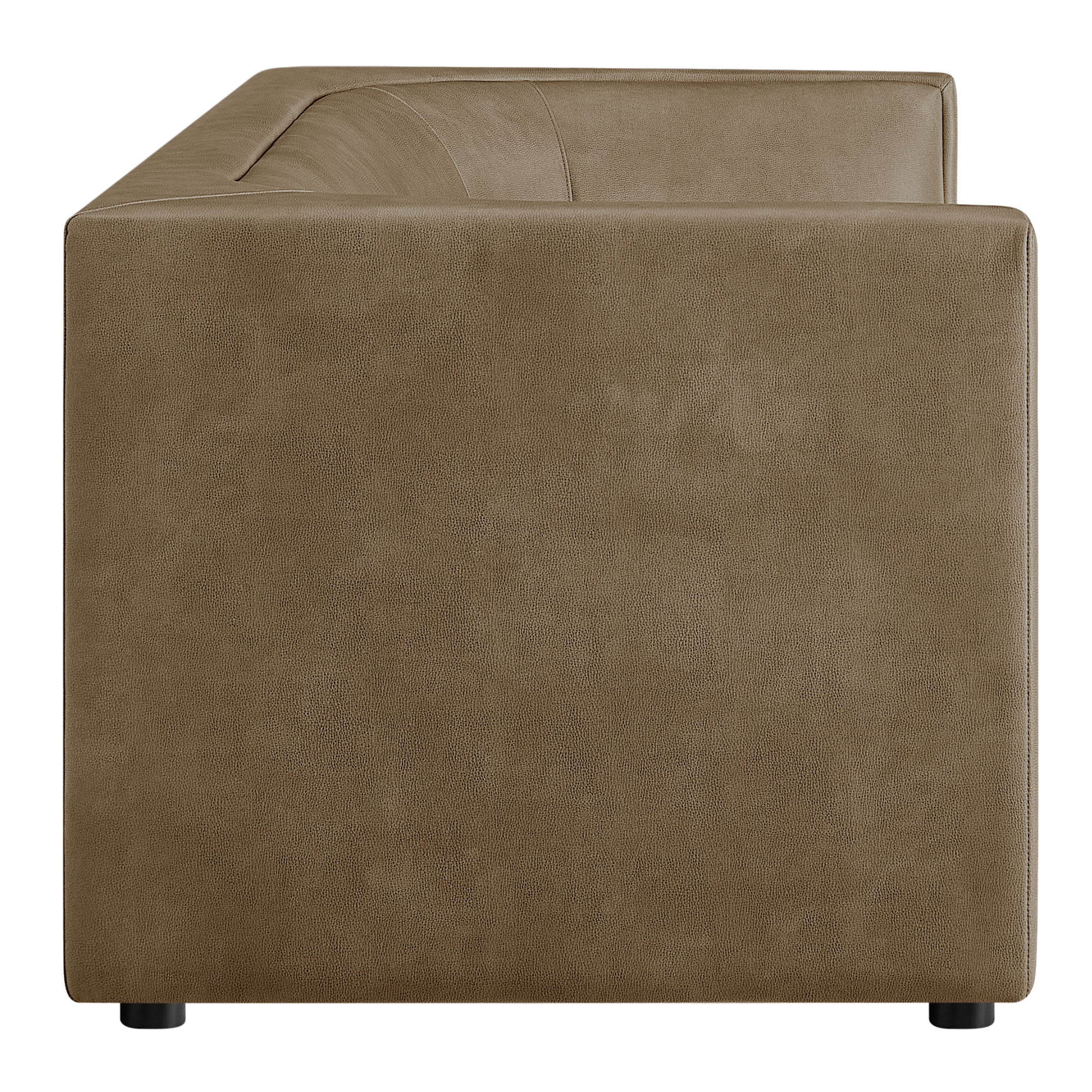 Hilda 86" Curved Back Vegan Leather Sofa - Mushroom
