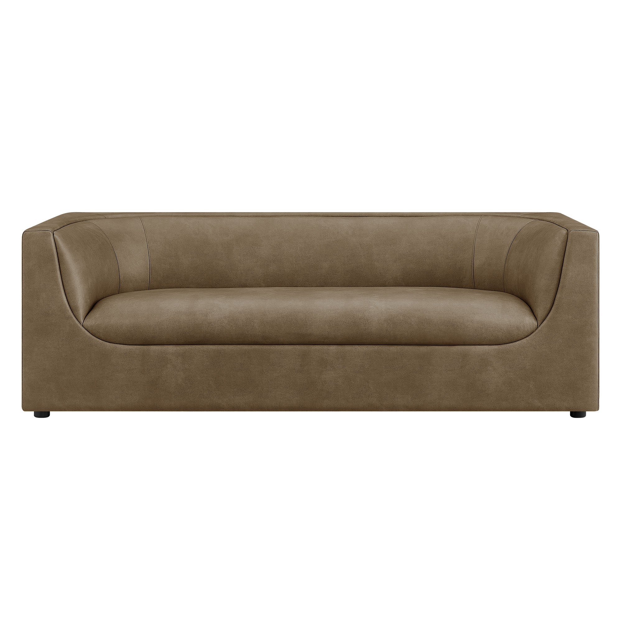 Hilda 86" Curved Back Vegan Leather Sofa - Mushroom
