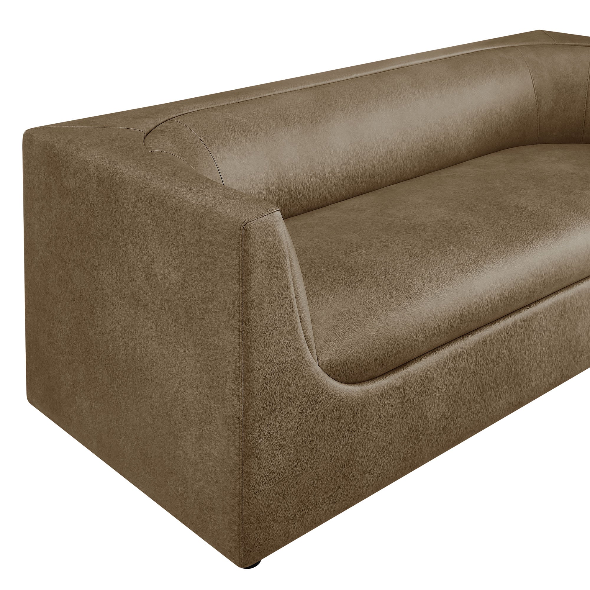 Hilda 86" Curved Back Vegan Leather Sofa - Mushroom