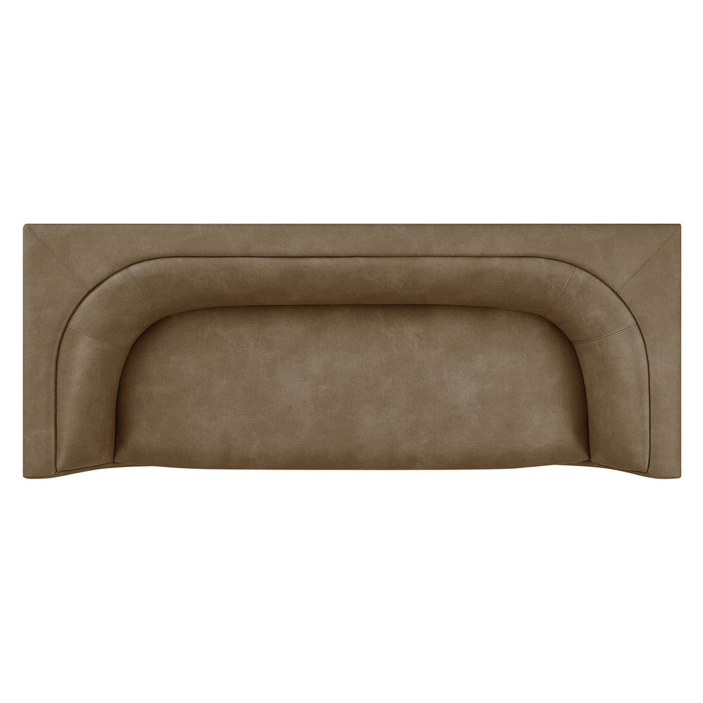 Hilda 86" Curved Back Vegan Leather Sofa - Mushroom