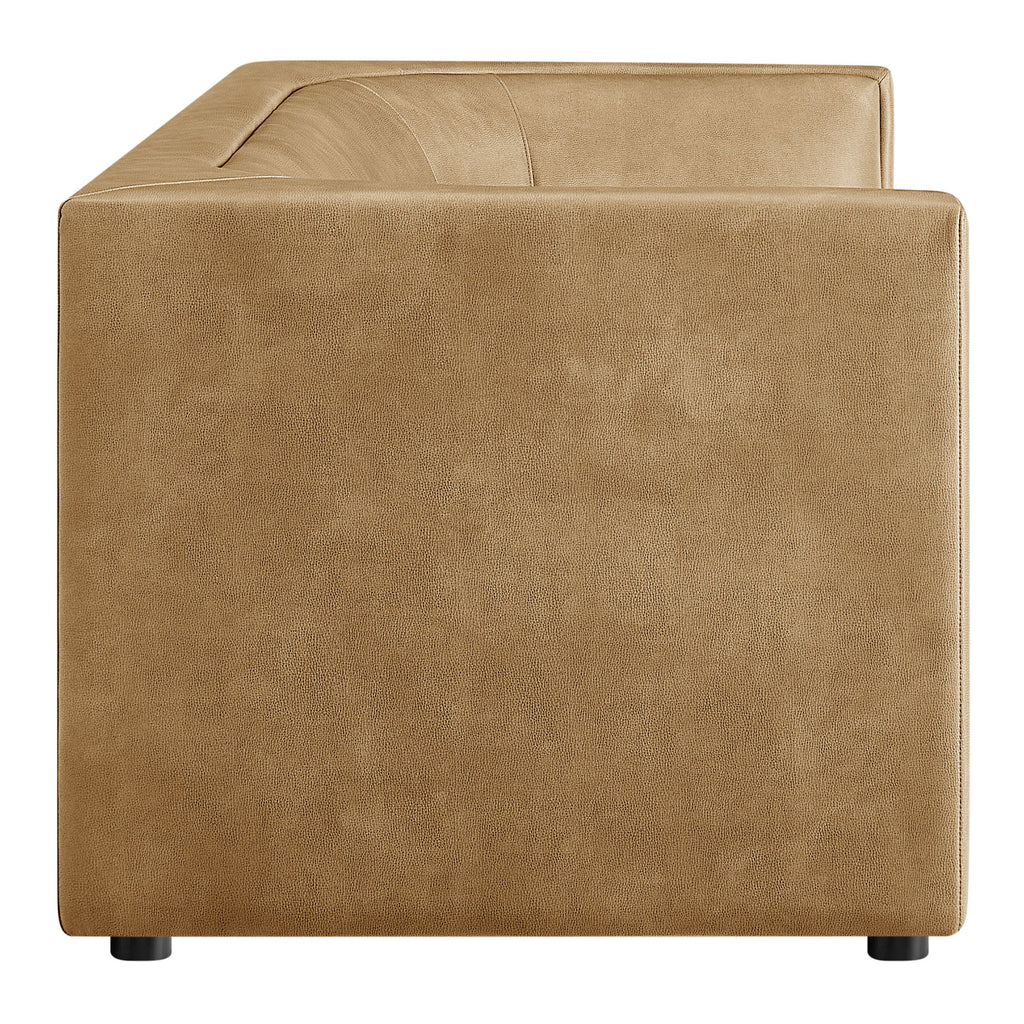 Hilda 86" Curved Back Vegan Leather Sofa - Toast