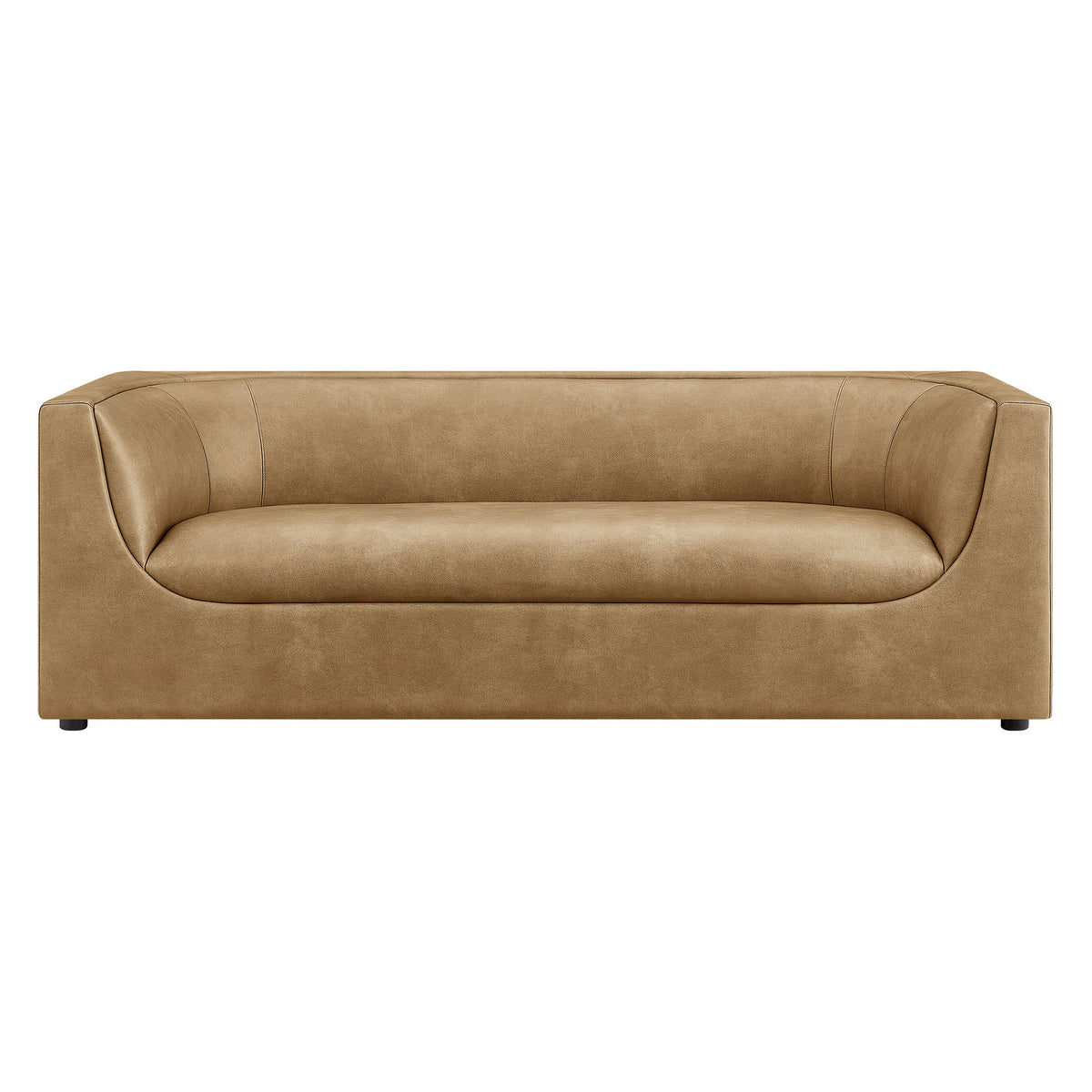 Hilda 86" Curved Back Vegan Leather Sofa - Toast