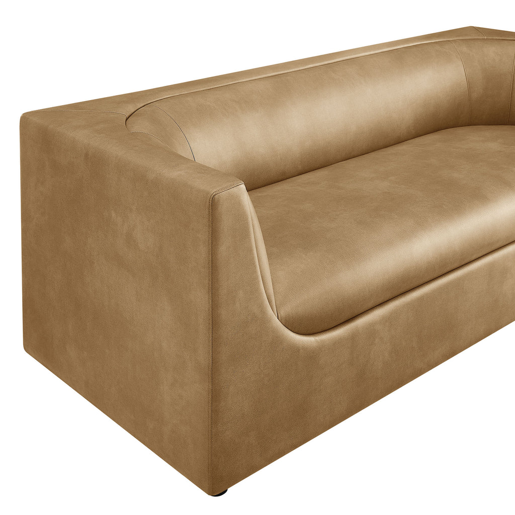 Hilda 86" Curved Back Vegan Leather Sofa - Toast