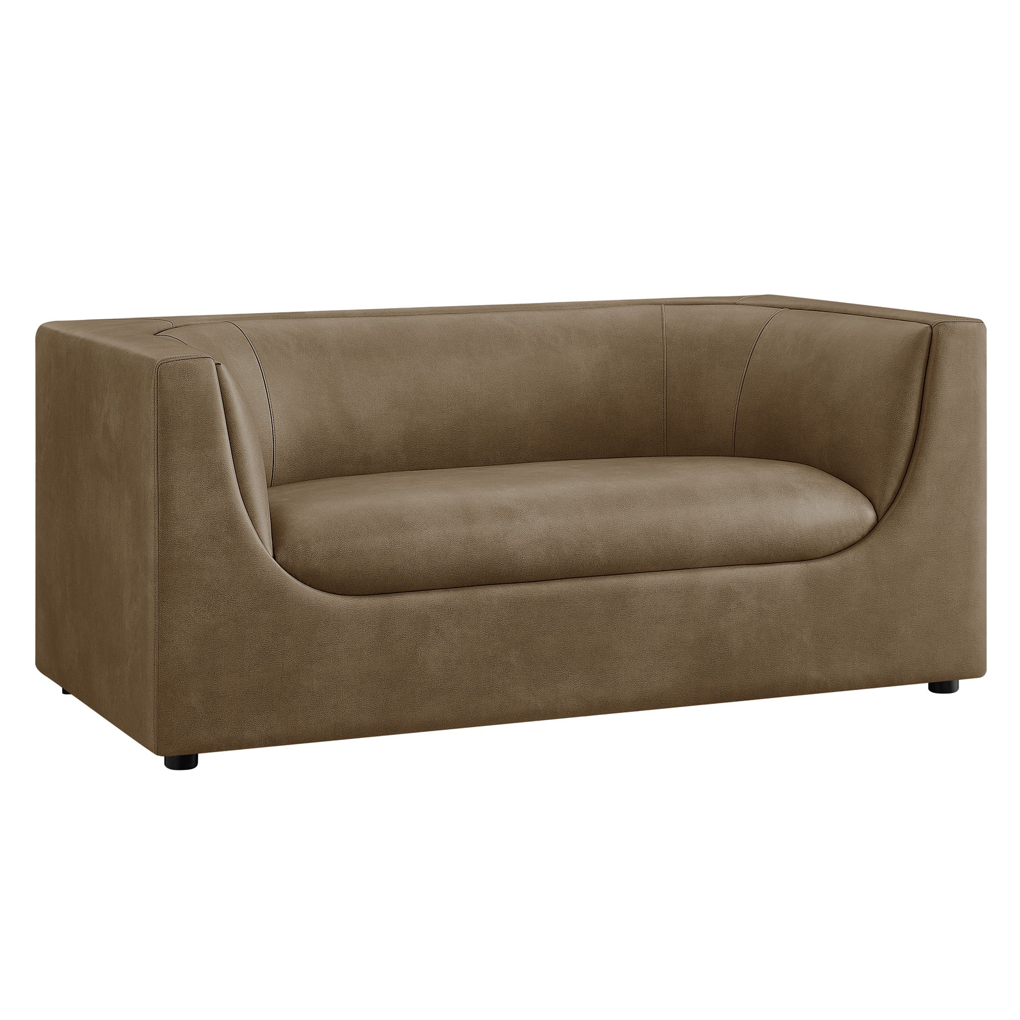 Hilda 67" Curved Back Vegan Leather Loveseat - Mushroom