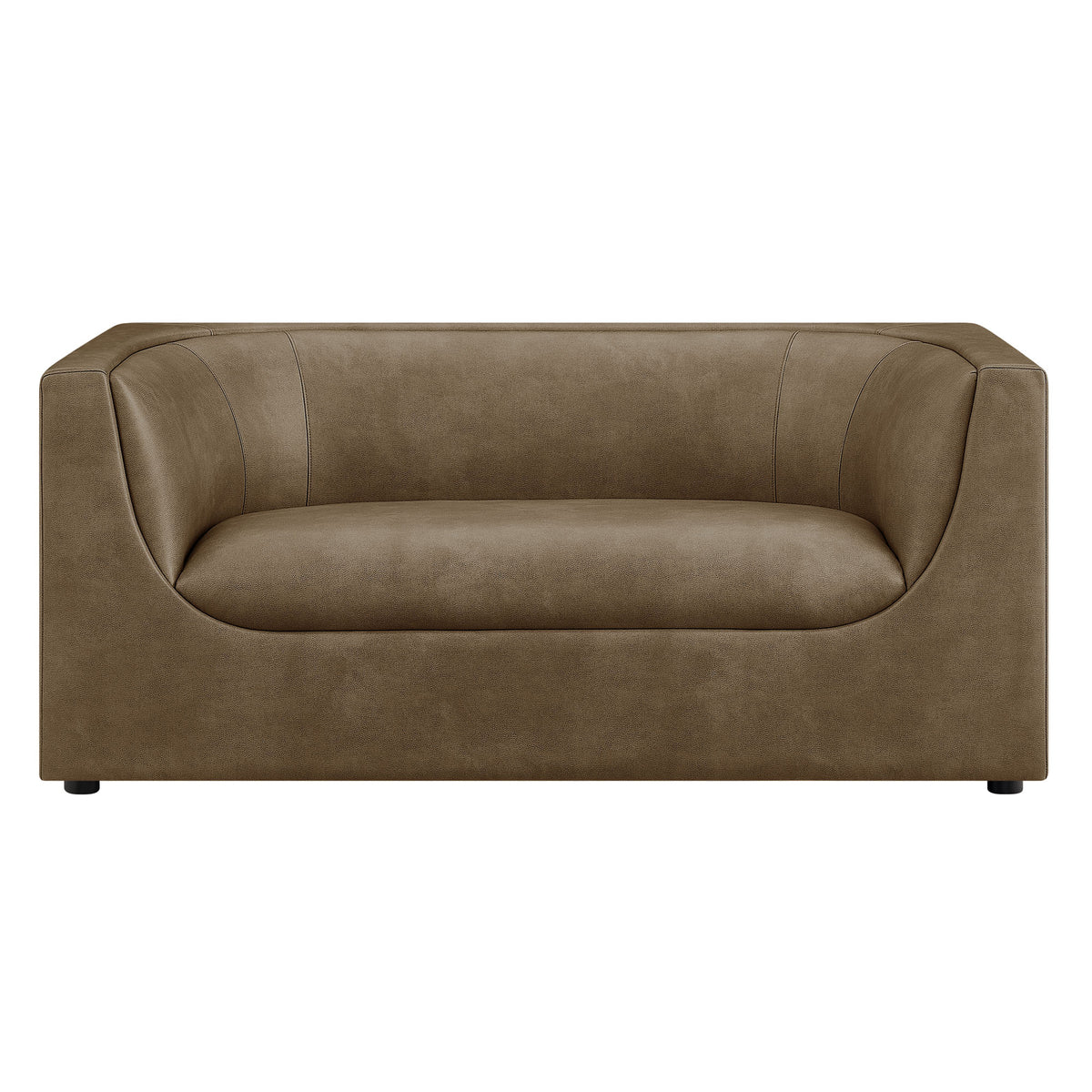 Hilda 67" Curved Back Vegan Leather Loveseat - Mushroom